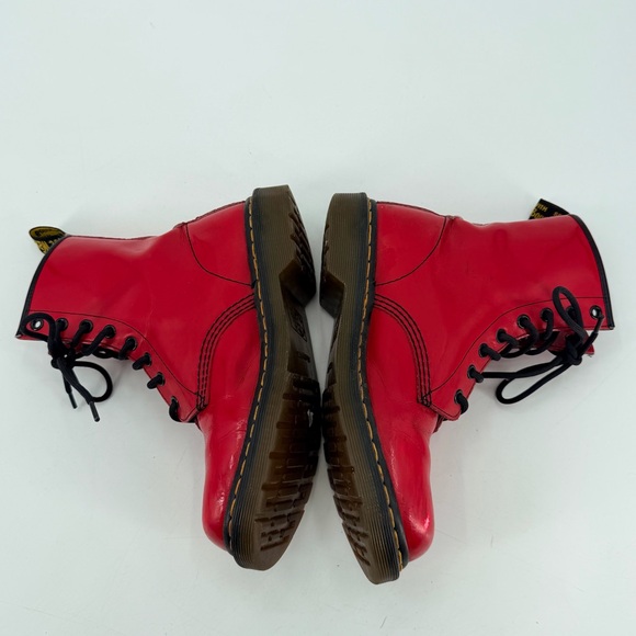 Dr Doc Martens Red Combat Boots Women’s 8 39 FLAWS - Picture 5 of 7